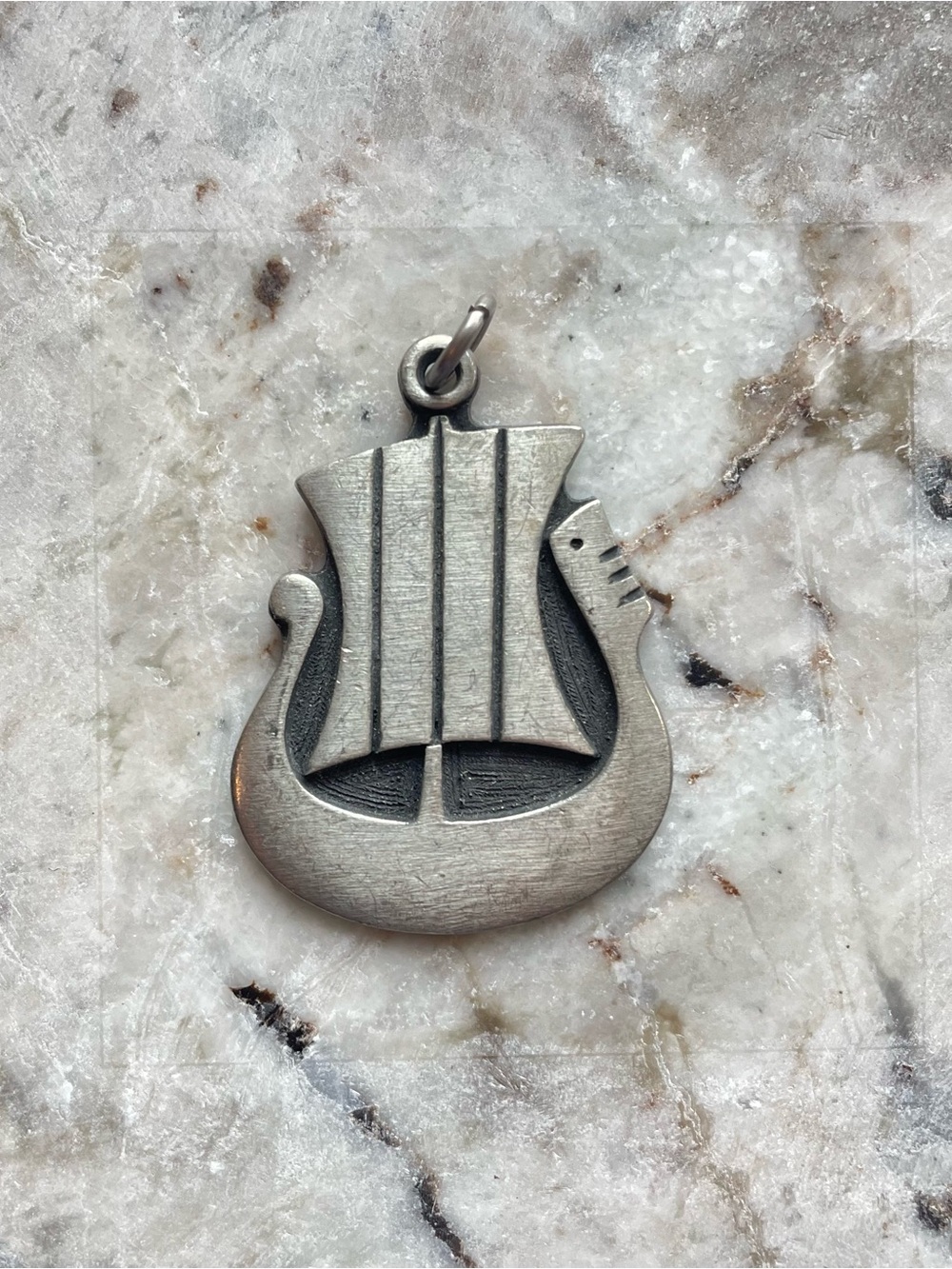 Vintage Rune Tennesmed Sweden mid-century pewter Viking ship pendant